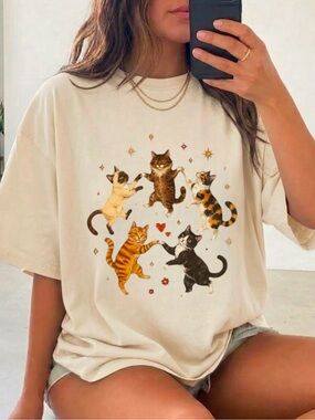 Comfort Colors Dancing Cats Graphic Short Sleeve Tee